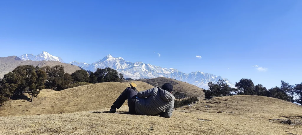 A person name encore ankur relaxing in the nature after hiking