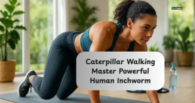 Woman performing caterpillar walking exercise on a yoga mat in a bright, modern home gym