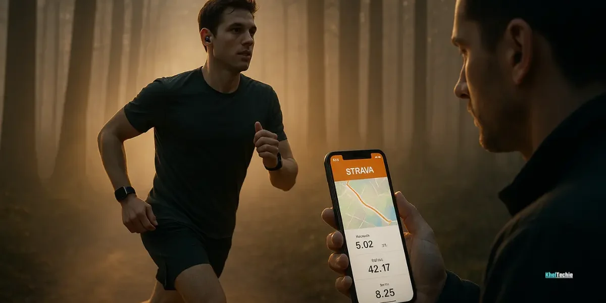 Group using wearable fitness tech outdoors with smartwatches and apps
