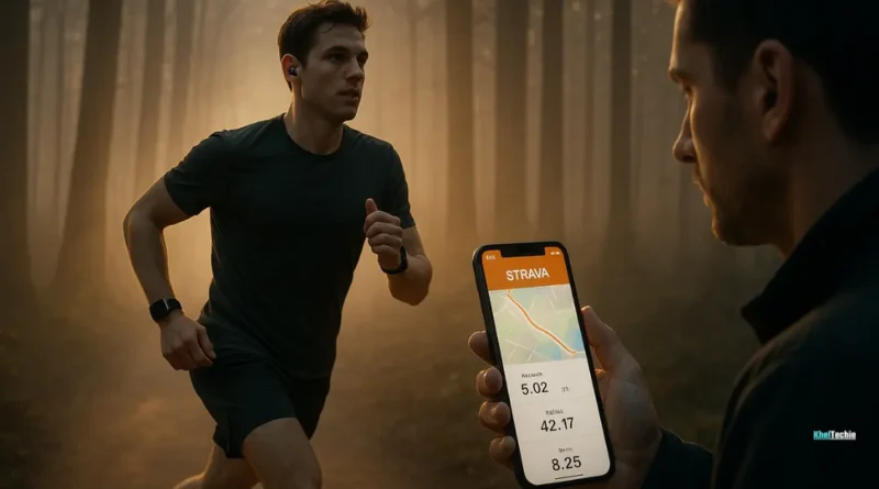 Group using wearable fitness tech outdoors with smartwatches and apps