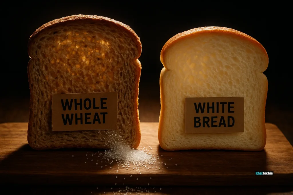 Hidden sugar in whole wheat bread concept
