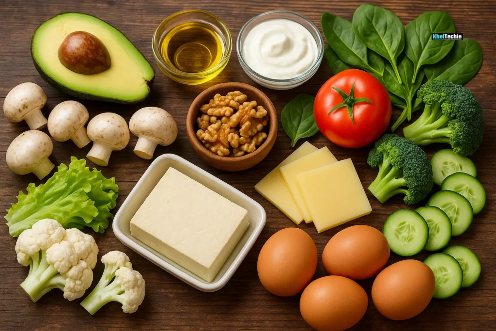 Low-carb grocery shopping list with vegetarian keto-friendly items