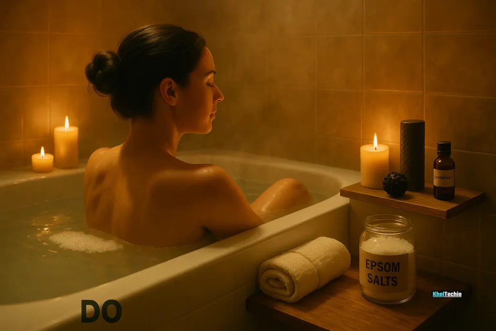 Relaxing Epsom salt bath for muscle recovery at home