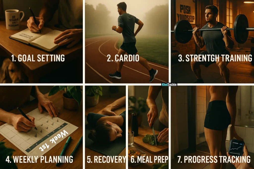 Step-by-step visual guide to balance cardio and strength for fat burning