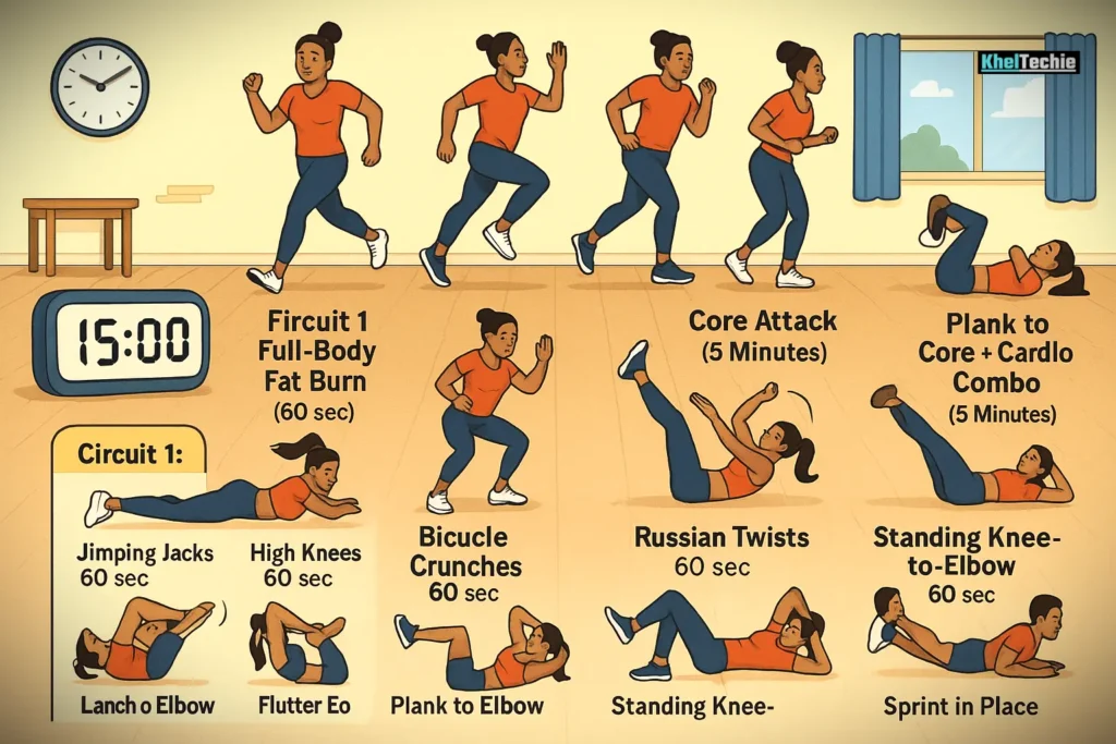 Steps included in 15-Min Home Workout Plan