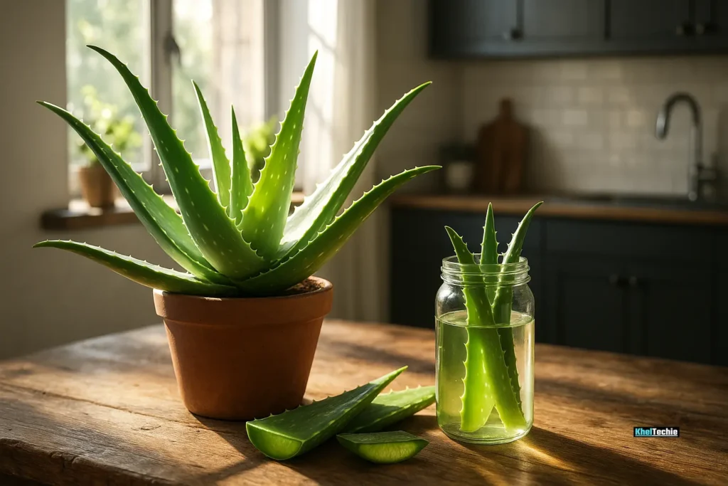 Aloe Vera in kitchen, dual-use healing and air-purifying