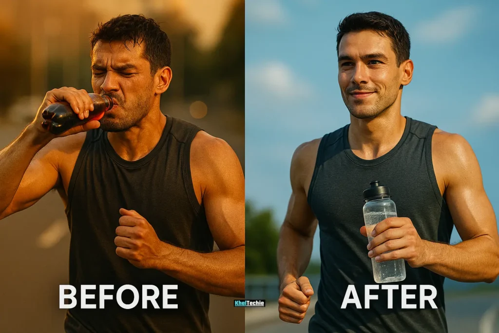 Comparison of wrong vs right hydration choices in athletic performance