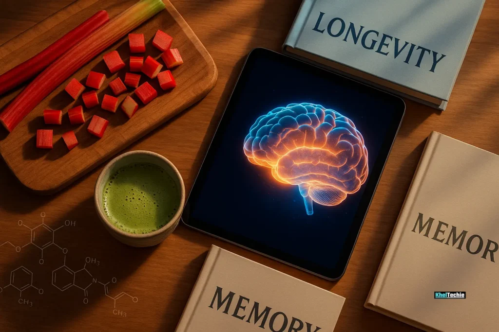 Rhubarb with tea and brain-boosting elements for cognitive support