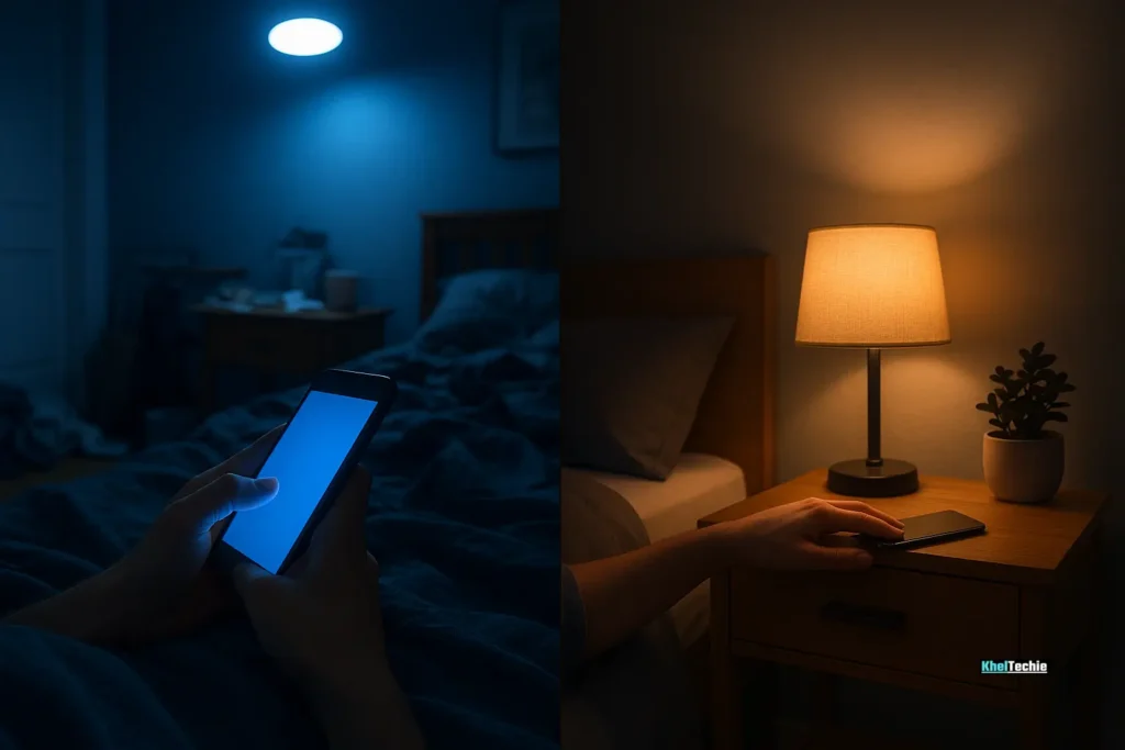 Split view of bedroom mistakes versus optimal sleep sanctuary elements