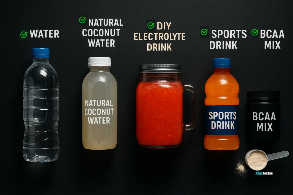 Top hydration drinks ranked on a clean black background with numbering