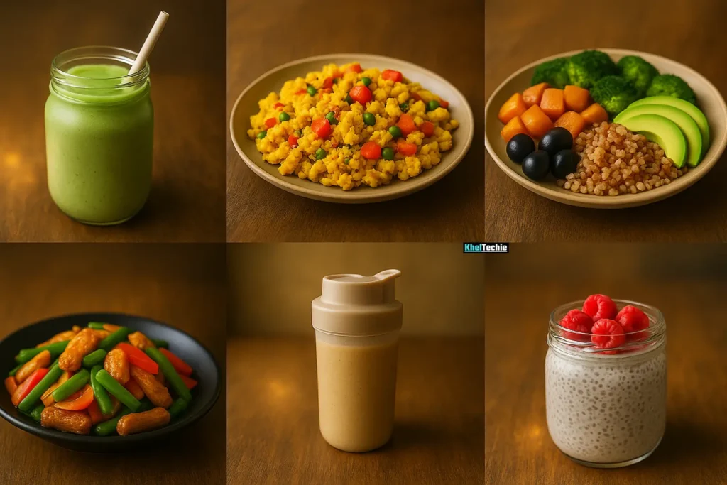 Vegan high-protein meal plan food visuals