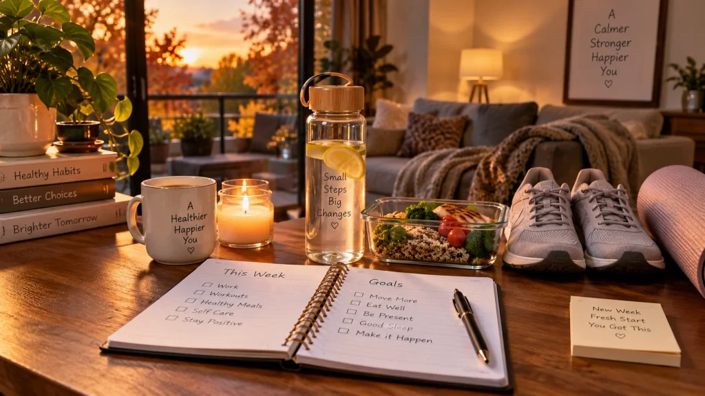 Organized fall Sunday setup prepared for the upcoming week