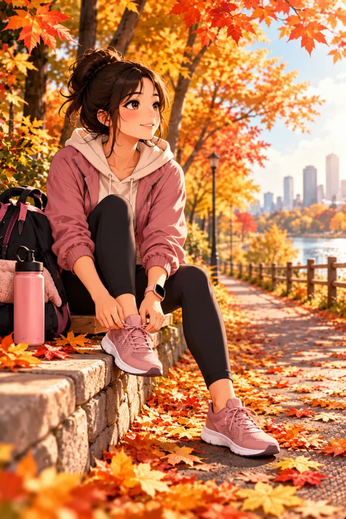 Person returning to an autumn walk after missing a workout.