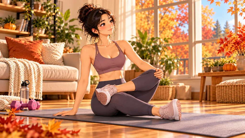 Adult performing a seated figure-four glute stretch on a yoga mat