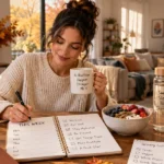 Cozy Sunday fall reset with weekly planner healthy meal and workout essentials