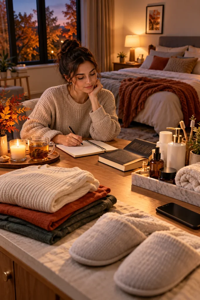 Simple 30-minute fall evening routine with preparation, planning, and relaxation