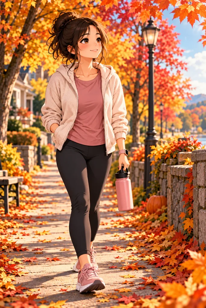 Person taking an easy autumn walk on a low-motivation fitness day.