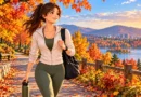 Person exercising outdoors in an autumn park for fall fitness motivation and consistency.