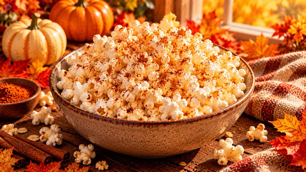 Air-popped popcorn in a bowl as a healthy whole-grain fall snack
