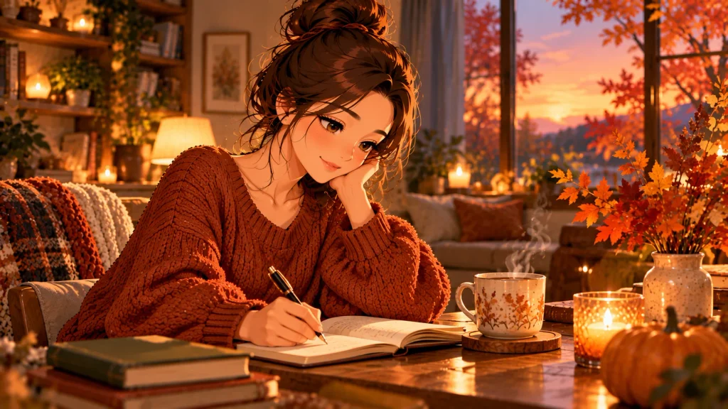 Fall weekend journaling routine with tea and quiet reflection at home