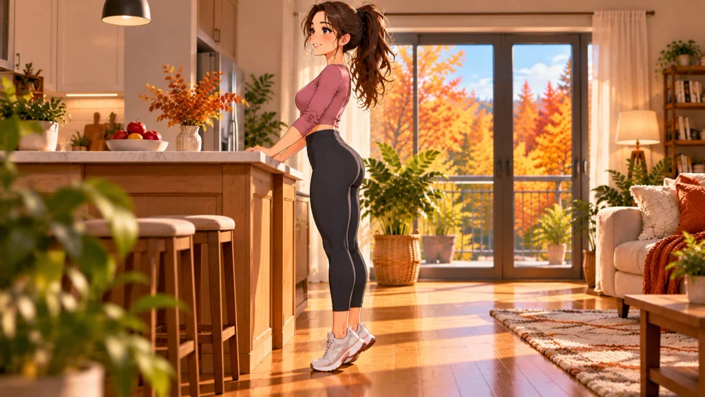 Beginner performing standing calf raises with home support