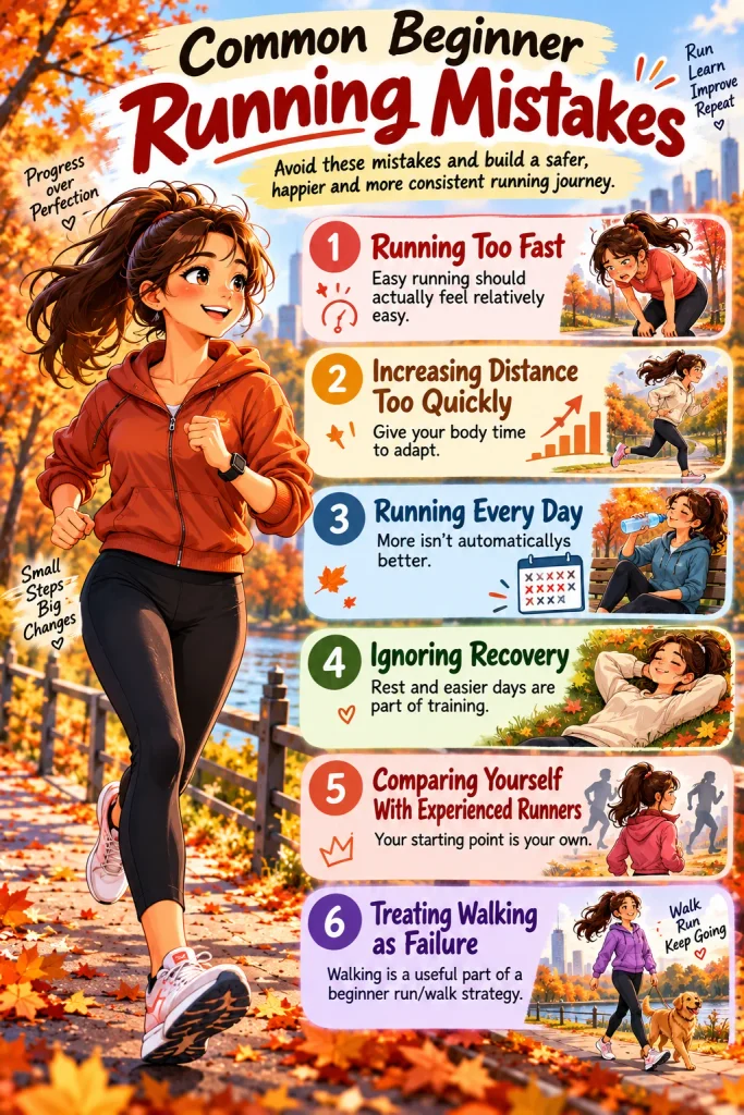 Beginner runner practicing a safe and sustainable fall running routine.