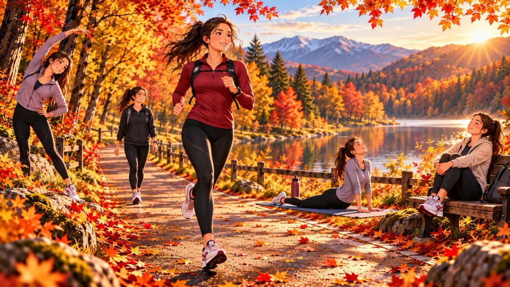 Balanced weekly fall running routine with recovery and outdoor activity.