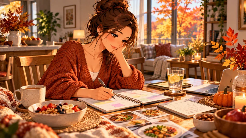 Simple Sunday weekly planning routine with planner, meal ideas and fall home setting