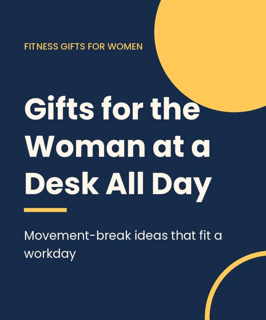 Home office fitness gifts featuring an under-desk walking pad, resistance bands, and an anti-fatigue mat.