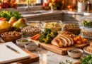 Fall meal prep checklist with healthy ingredients, roasted vegetables, grains, protein, and organized meal prep containers