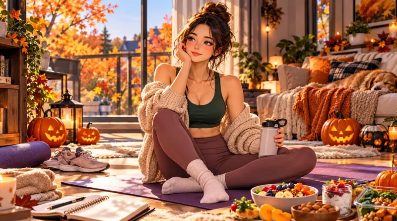 Pre-Halloween wellness reset with healthy fall habits, movement, hydration, and balanced lifestyle