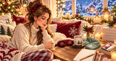 Unique Self-Care Gifts for Women: 24 Ideas She Probably Doesn’t Own Yet Unique self-care gifts for women arranged in a cozy Christmas-inspired setting, including a silk sleep mask, tea mug warmer, skincare products, journal, and heated neck wrap