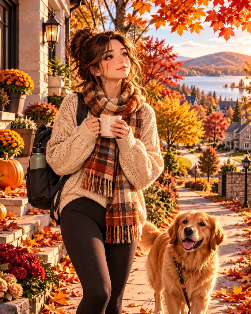 Person enjoying a peaceful autumn morning outdoors as part of a balanced fall wellness routine.