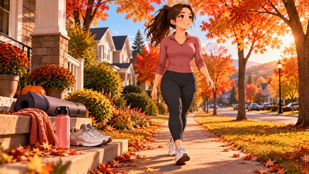 Beginner balancing lower-body workouts with walking and recovery in fall